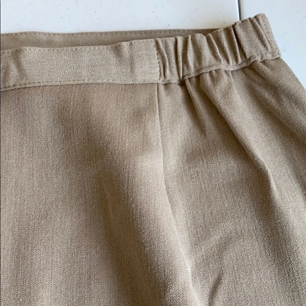 Women’s Beige A-Line Midi Skirt High Waist Old Money Classic Quiet Luxury Sz 8